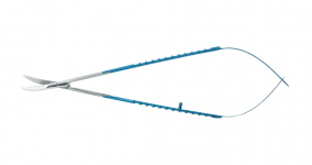 Микроножницы с прямой ручкой, закругленным кончиком, плоским лезвием 23,2 мм, общ. длина 180 мм