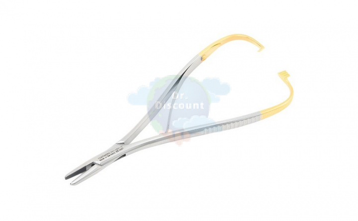 Иглодержатель хирургический Matheu, прямой, с замком, с перекрестной насечкой, с ТС-вставками, длина 17 см