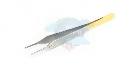 Пинцет хирургический Micro-Adson, 1х2-зубый, прямой, с ТС вставками, длина 15 см