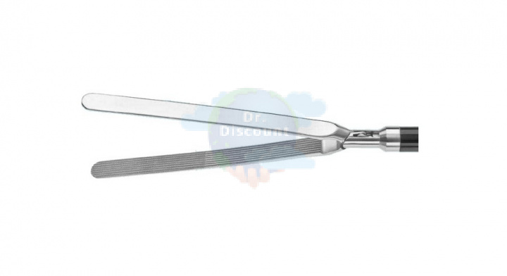 Кишечный зажим NUSSBAUM длинномерные гибкие бранши, с перекрестной  насечкой, 2 подвижные бранши, 10 мм, 330 мм